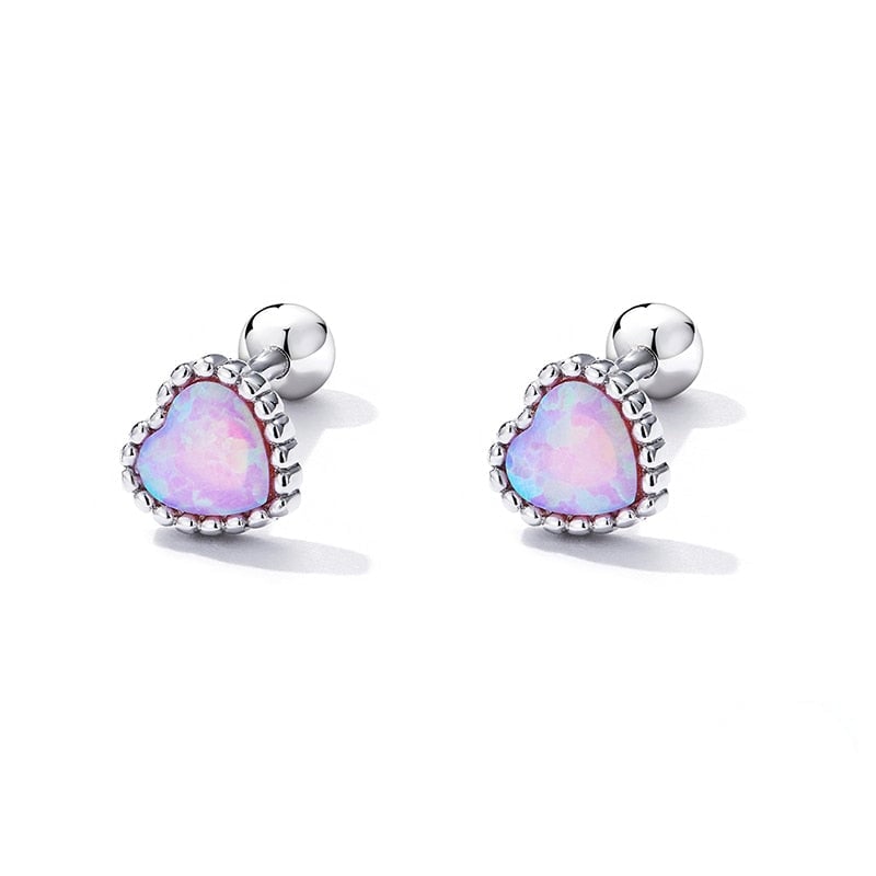 Boucles d'Oreilles Coeurs d'Opale <titolo_esteso><span>en argent 925 plaqué or blanc avec opales</span></titolo_esteso> - Image 3