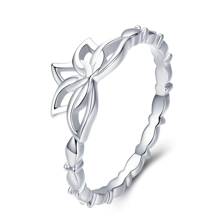 Bague Fleur de Lotus <titolo_esteso><span>en argent 925 plaqué or blanc</span></titolo_esteso>