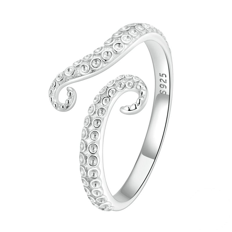 Bague Tentacules de Pieuvre <titolo_esteso><span>en argent 925 plaqué or blanc ajustable</span></titolo_esteso>