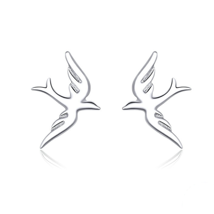 Boucles d'Oreilles Hirondelles <titolo_esteso><span>en argent 925 plaqué or blanc</span></titolo_esteso>