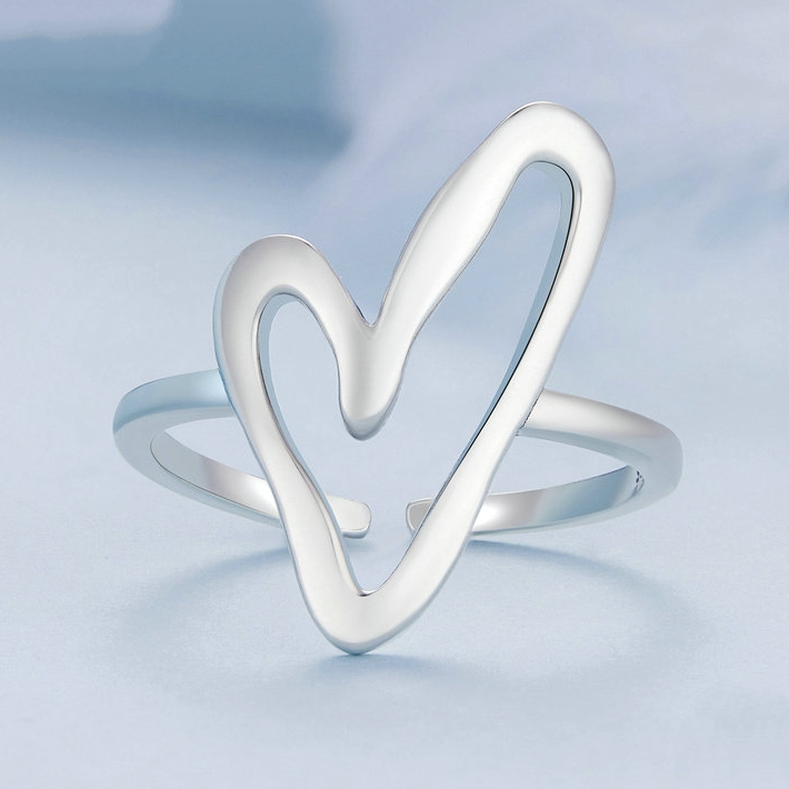 Bague Coeur <myopt><span>Argent Sterling 925 plaqué or blanc – ajustable</span></myopt> - Image 3