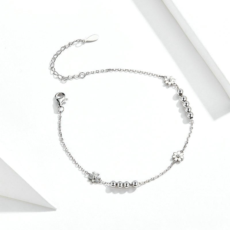 Bracelet Marguerites <titolo_esteso><span>en argent 925 plaqué or blanc ajustable</span></titolo_esteso> - Image 3