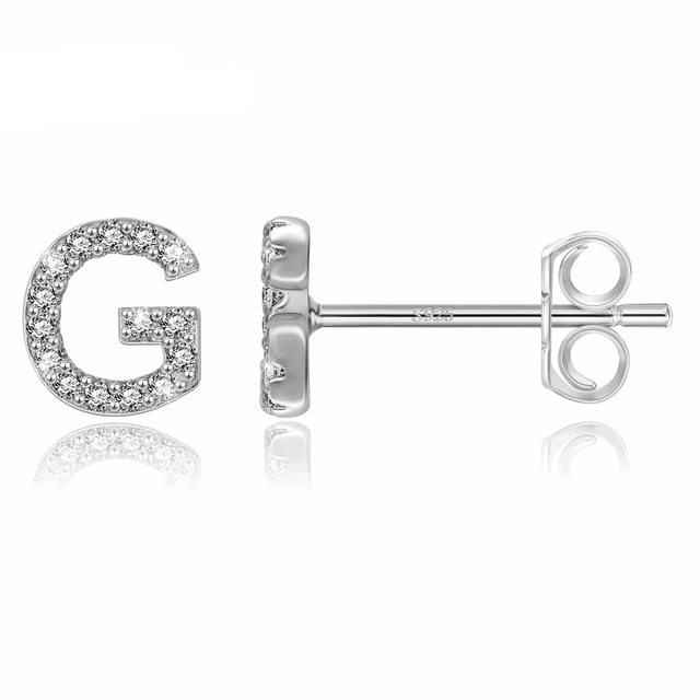 Boucles d'Oreilles Initiales <titolo_esteso><span>en argent 925 plaqué or jaune et or blanc avec zircons blancs</span></titolo_esteso> - Image 36