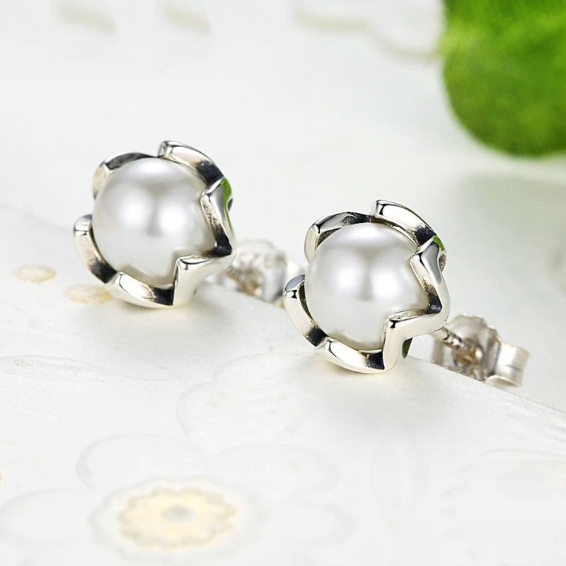 Boucles d'Oreilles Perles en Fleurs <titolo_esteso><span>en argent 925 plaqué or blanc</span></titolo_esteso> - Image 3