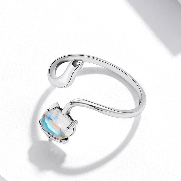 Bague Renard <titolo_esteso><span>en argent 925 plaqué or blanc ajustable avec pierre de lune</span></titolo_esteso> - Image 5