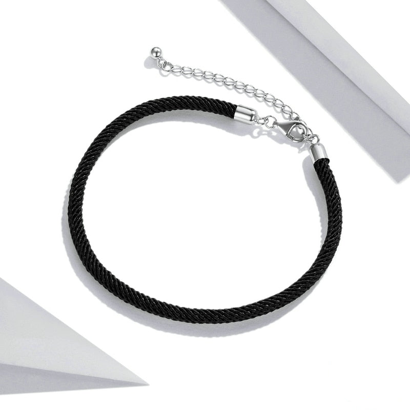 Bracelet Cordon Noir <titolo_esteso><span>de style marin avec fermoir réglable en argent 925</span></titolo_esteso> - Image 3