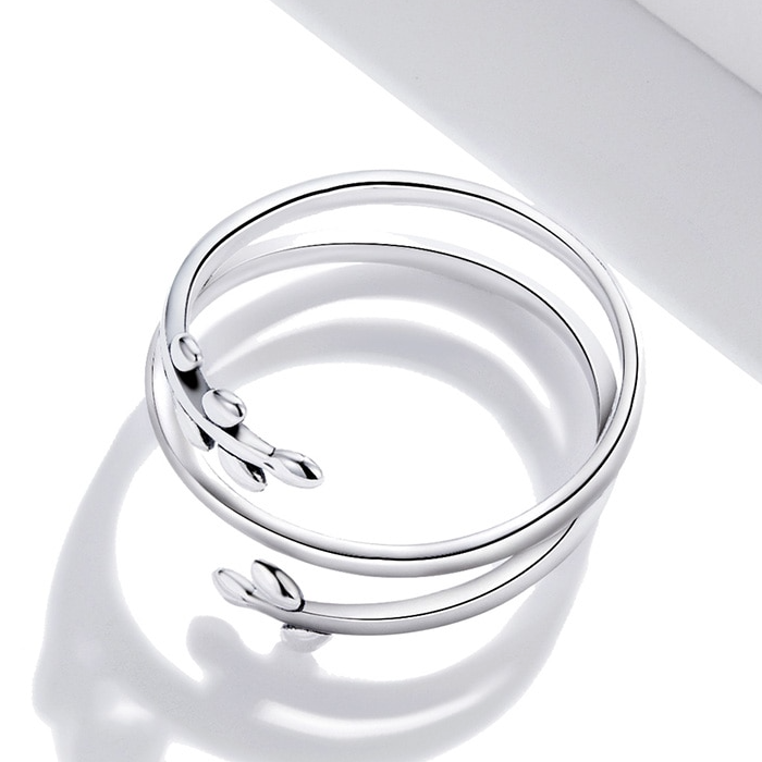Bague Branche d'Olivier <titolo_esteso><span>en argent 925 plaqué or blanc ajustable</span></titolo_esteso> - Image 5