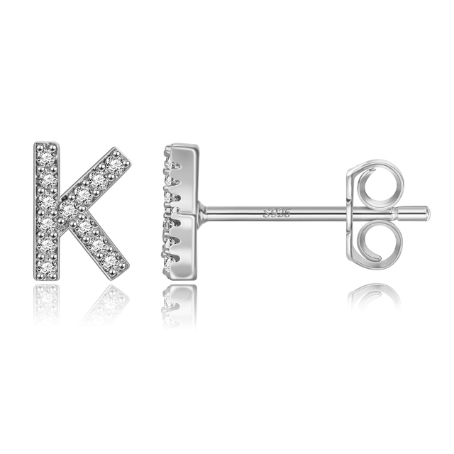 Boucles d'Oreilles Initiales <titolo_esteso><span>en argent 925 plaqué or jaune et or blanc avec zircons blancs</span></titolo_esteso> - Image 40
