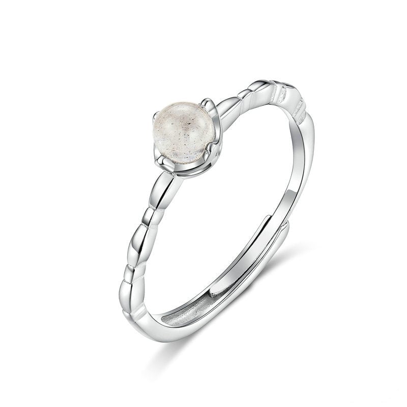 Bague Pierre de Lune <titolo_esteso><span>en argent 925 plaqué or blanc ajustable</span></titolo_esteso>