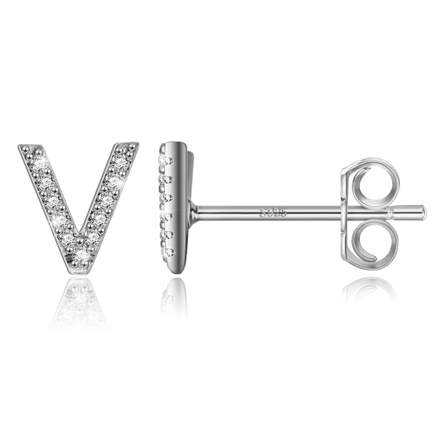 Boucles d'Oreilles Initiales <titolo_esteso><span>en argent 925 plaqué or jaune et or blanc avec zircons blancs</span></titolo_esteso> - Image 51
