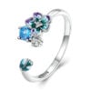 Bague Fleurs <titolo_esteso><span>en argent 925 plaqué or blanc ajustable émaillé à la main avec zircons colorés</span></titolo_esteso>