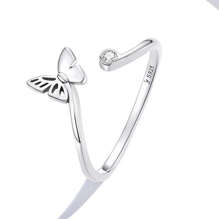 Bague Papillon <titolo_esteso><span>en argent 925 plaqué or blanc ajustable aver zircon blanc</span></titolo_esteso> - Image 3