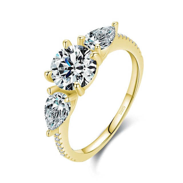 Bague Trilogie <titolo_esteso><span>en argent 925 plaqué or jaune avec zircons blancs</span></titolo_esteso>