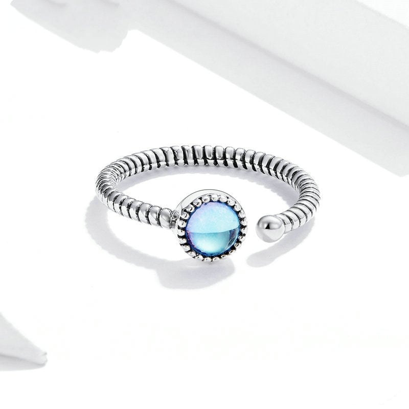 Bague Pierre de Lune <titolo_esteso><span>en argent 925 plaqué or blanc ajustable avec pierre de lune</span></titolo_esteso> - Image 3