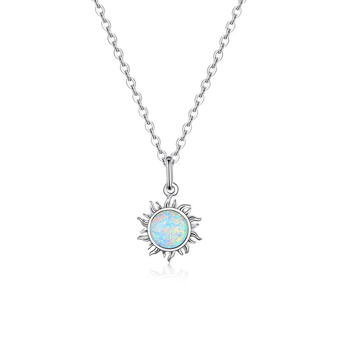 Collier Soleil <titolo_esteso><span>en argent 925 plaqué or blanc ajustable avec opale</span></titolo_esteso>