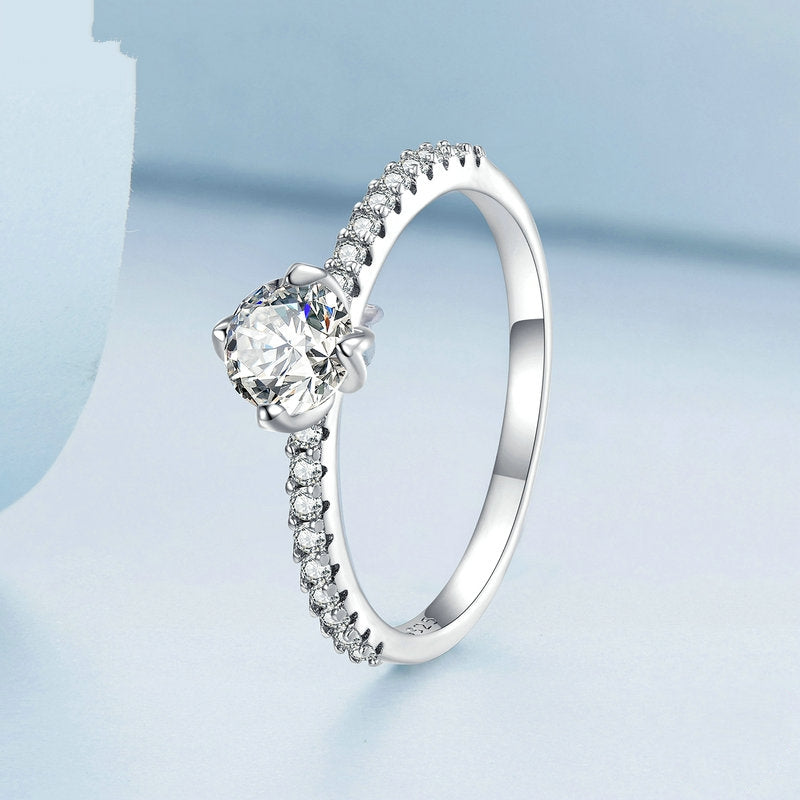 Bague Solitaire <titolo_esteso><span>en argent 925 plaqué or blanc avec zircons blancs</span></titolo_esteso> - Image 3