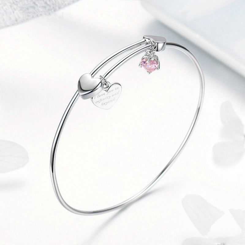 Bracelet Coeurs <titolo_esteso><span>jonc en argent 925 plaqué or blanc</span></titolo_esteso> - Image 3