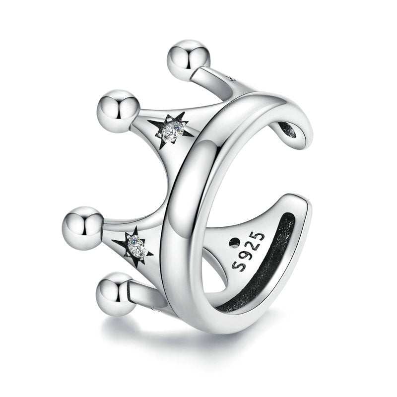 Bague d'Oreilles Couronne <titolo_esteso><span>en argent 925 plaqué or blanc avec zircons blancs</span></titolo_esteso>