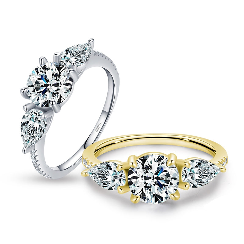 Bague Trilogie <titolo_esteso><span>en argent 925 plaqué or jaune avec zircons blancs</span></titolo_esteso> - Image 4