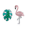 Boucles d'Oreilles Flamant Rose <titolo_esteso><span>en argent 925 plaqué or blanc émaillé à la main</span></titolo_esteso>