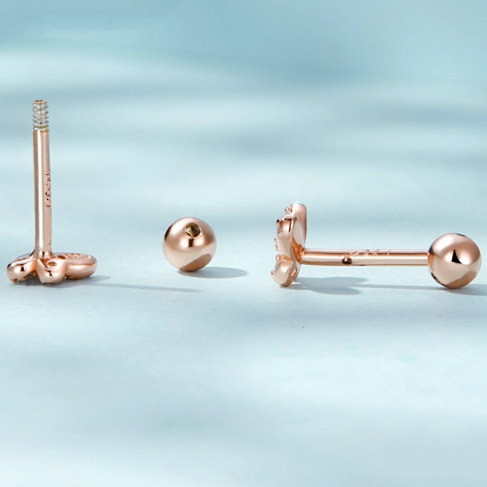 Boucles D'oreilles Papillons Brillantes <titolo_esteso><span>en argent 925 plaqué or rose avec zircons blancs</span></titolo_esteso> - Image 4