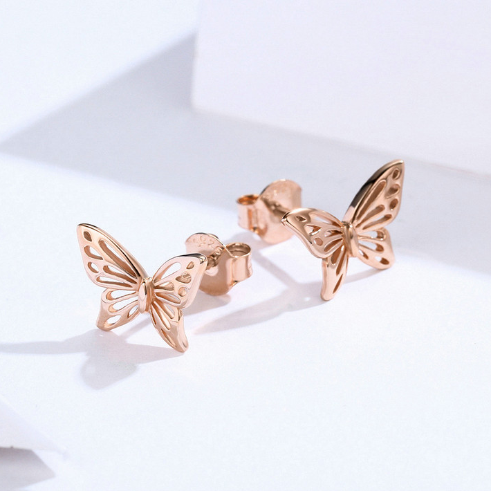 Boucles D'oreilles Papillons <titolo_esteso><span>en argent 925 plaqué or rose</span></titolo_esteso> - Image 4