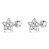 Boucles d'Oreilles Petites Étoiles <titolo_esteso><span>en argent 925 plaqué or blanc avec zircons blancs</span></titolo_esteso>
