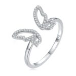 [OOS] Bague Papillon en argent 925 plaqué or blanc ajustable avec zircons blancs