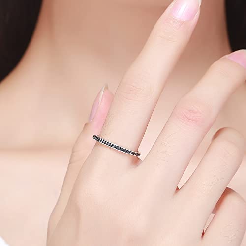 Bague Éternité <titolo_esteso><span>en argent 925 plaqué or blanc avec zircons noirs</span></titolo_esteso> - Image 2