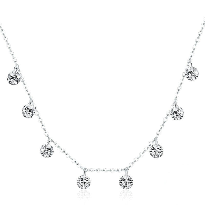 Collier Points Lumineux <titolo_esteso><span>en argent 925 plaqué or blanc avec zircons blancs</span></titolo_esteso>