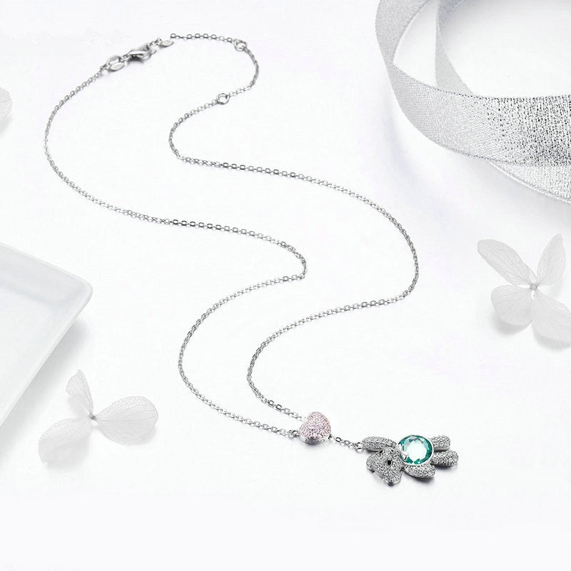 Collier Ourson <titolo_esteso><span>en argent 925 plaqué or blanc avec zircons colorés</span></titolo_esteso> - Image 4