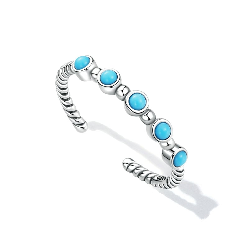 Bague Vintage Turquoise <titolo_esteso><span>en argent 925 plaqué or blanc ajustable avec pierres turquoise</span></titolo_esteso> - Image 5