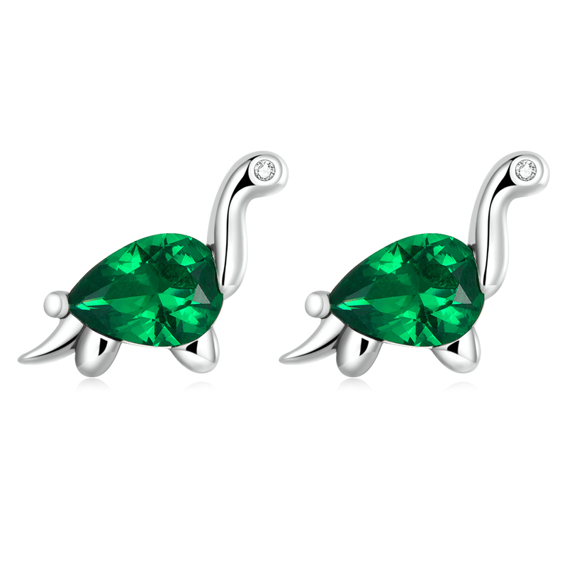 Boucles d'Oreilles Tortues <titolo_esteso><span>en argent 925 plaqué or blanc avec zircons verts et blancs</span></titolo_esteso>