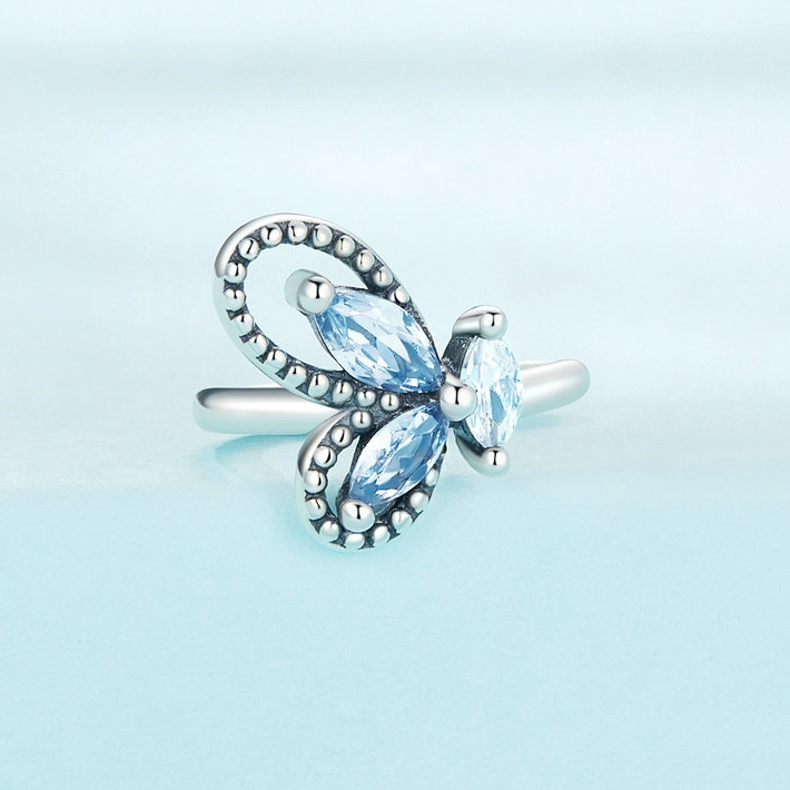 Bague d'Oreilles Papillon <titolo_esteso><span>en argent 925 plaqué or blanc avec zircons colorés</span></titolo_esteso> - Image 3