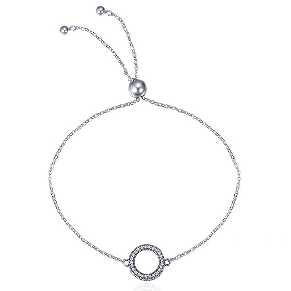 Bracelet Cercle Lumineux <titolo_esteso><span>en argent 925 plaqué or blanc ajustable avec zircons blancs</span></titolo_esteso>