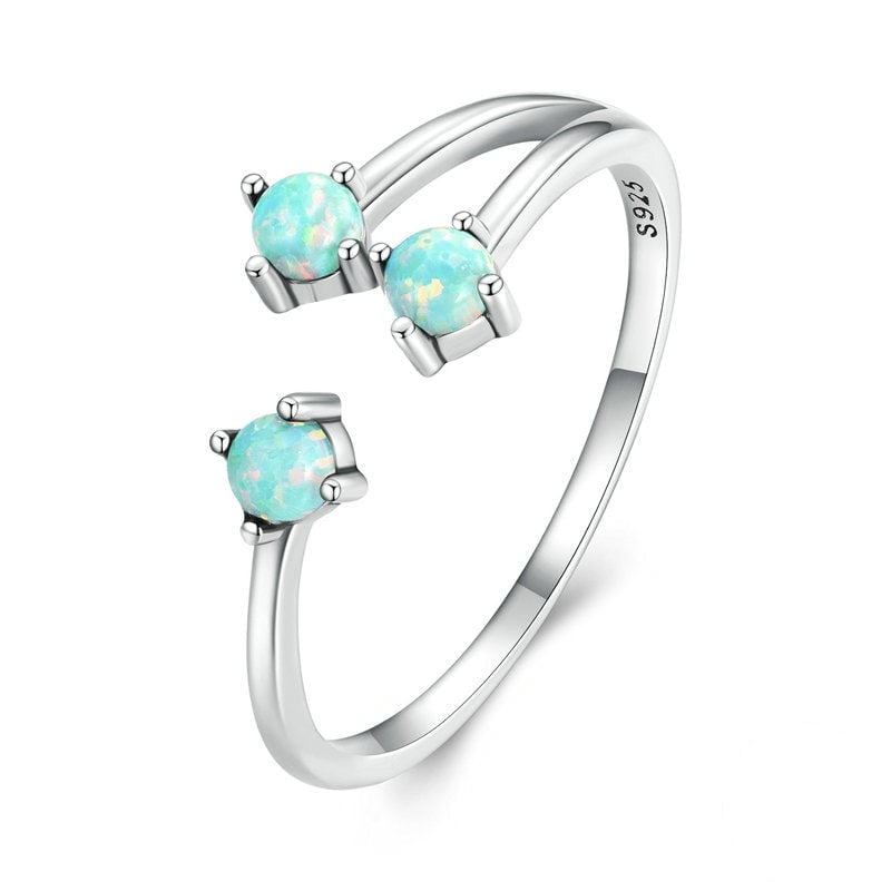 Bague Trois Opales <titolo_esteso><span>en argent 925 plaqué or blanc ajustable</span></titolo_esteso>