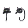 Boucles d’Oreilles Chat Noir <myopt><span>Argent Sterling 925 plaqué noir avec des détails émaillés</span></myopt>