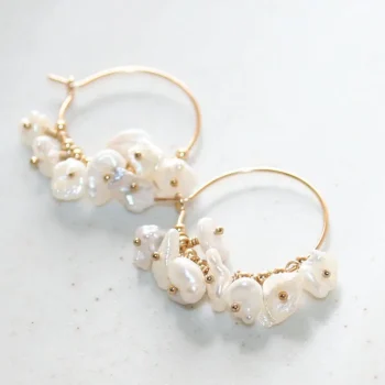 Keshi Pearl Hoop Earrings
