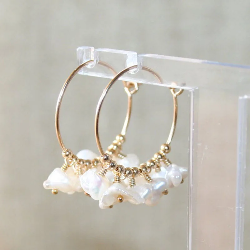 Keshi Pearl Hoop Earrings - Image 2