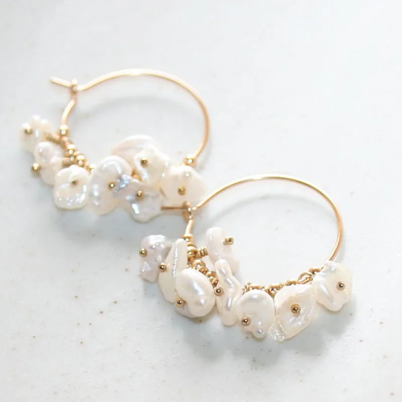 Keshi Pearl Hoop Earrings - Image 8