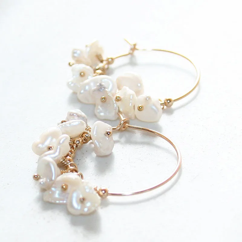 Keshi Pearl Hoop Earrings - Image 4