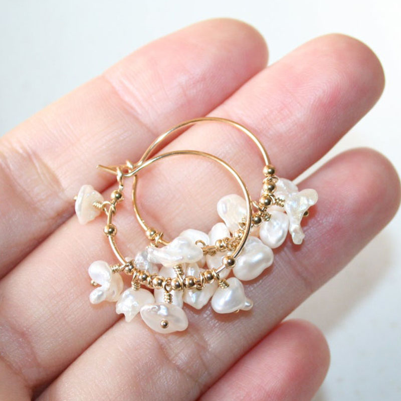 Keshi Pearl Hoop Earrings - Image 14