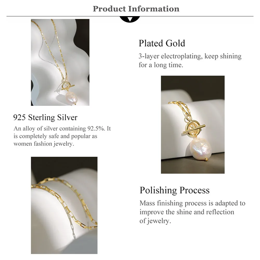 ANDYWEN 925 Sterling Silver Gold Irregular Pearl Drop Earring Percing Horoscope Chain Big Pearl Pendant Necklace Jewelry Set - Image 15