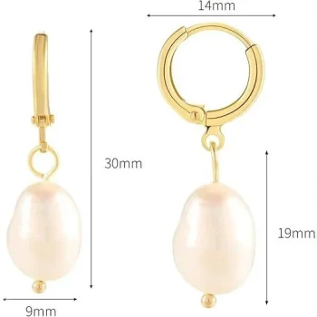 18K Gold Plated Women's Waterdrop Pendant Baroque Pearl Earrings Luxury Minimalist Design Elegant Jewelry Accessories