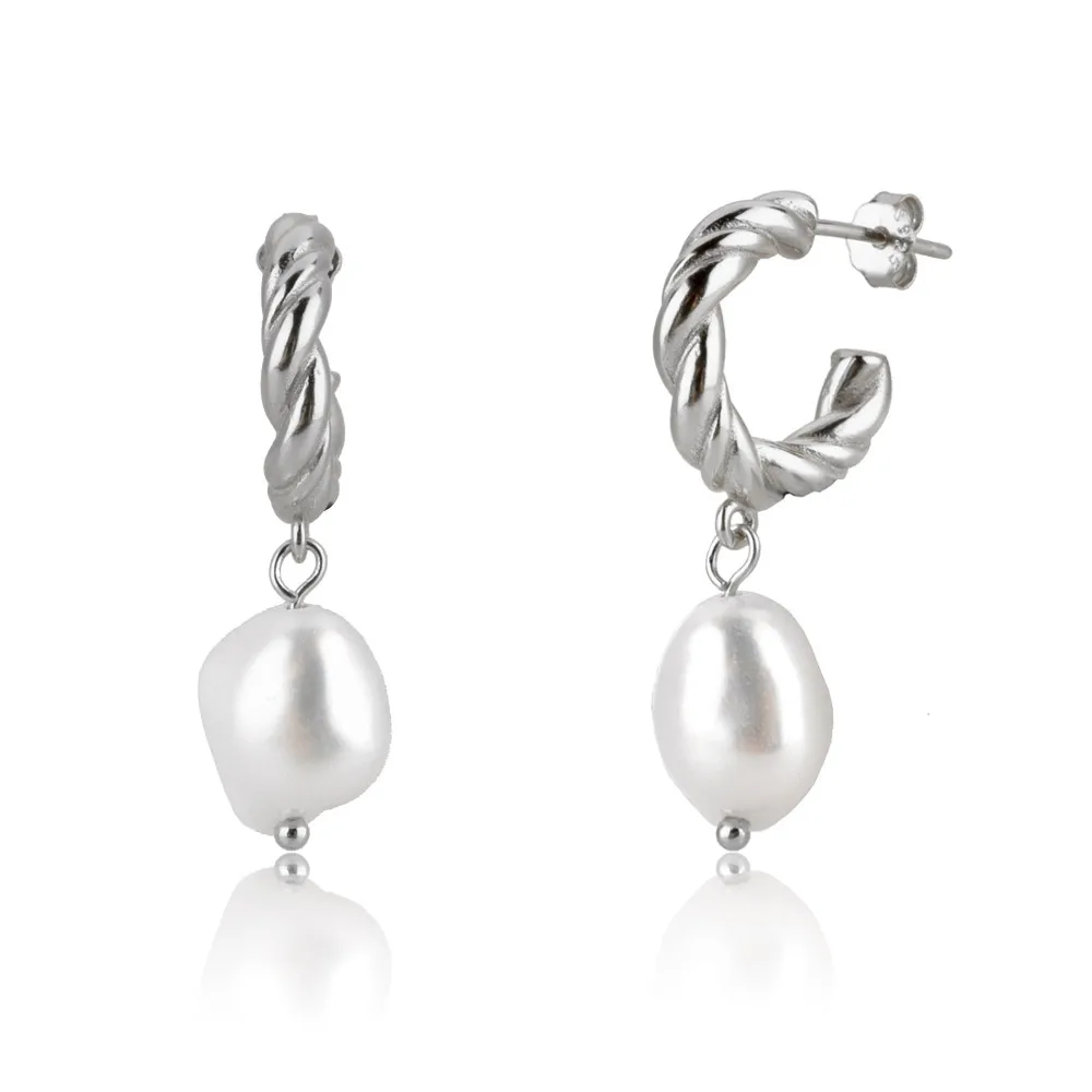 ANDYWEN 925 Sterling Silver Gold Irregular Pearl Drop Earring Percing Horoscope Chain Big Pearl Pendant Necklace Jewelry Set - Image 10