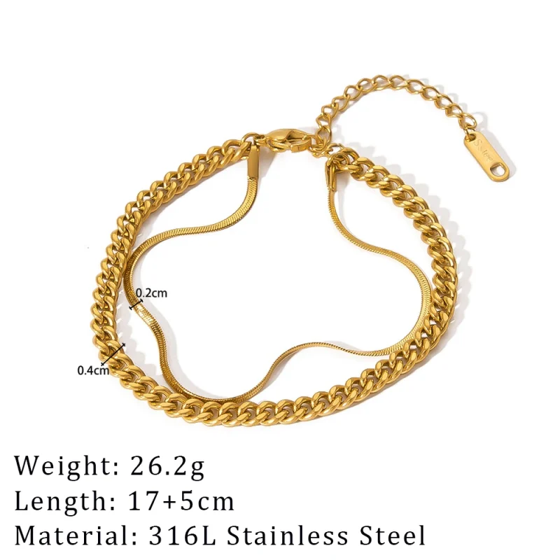 2024 New Wide Chunky Twist Bracelets For Women Gold Color Stainless Steel Link Cubic Chain Bangle Gift - Image 18