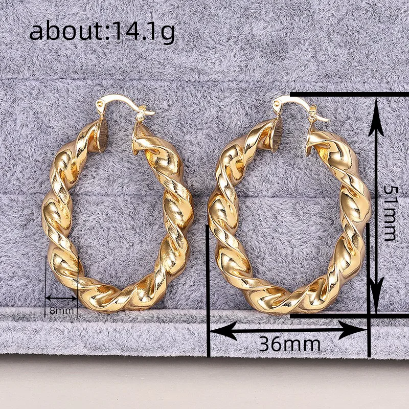 European and American Style Metal Spiral Texture Large Circle Earrings for Attending Banquets, Exaggerated Trendy Accessories - Image 78
