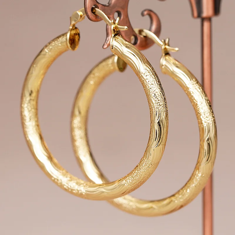 European and American Style Metal Spiral Texture Large Circle Earrings for Attending Banquets, Exaggerated Trendy Accessories - Image 41