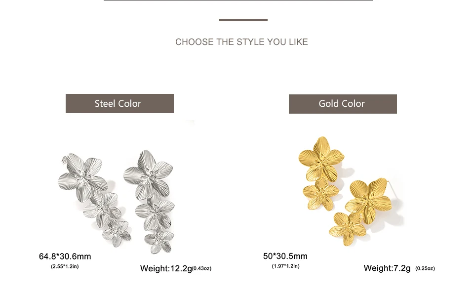 My Shape Large Flower Stud Earrings Stainless Steel Gold Color Big Earrings for Women Delicate Trendy Stud Earrings Jewelry Gift - Image 19