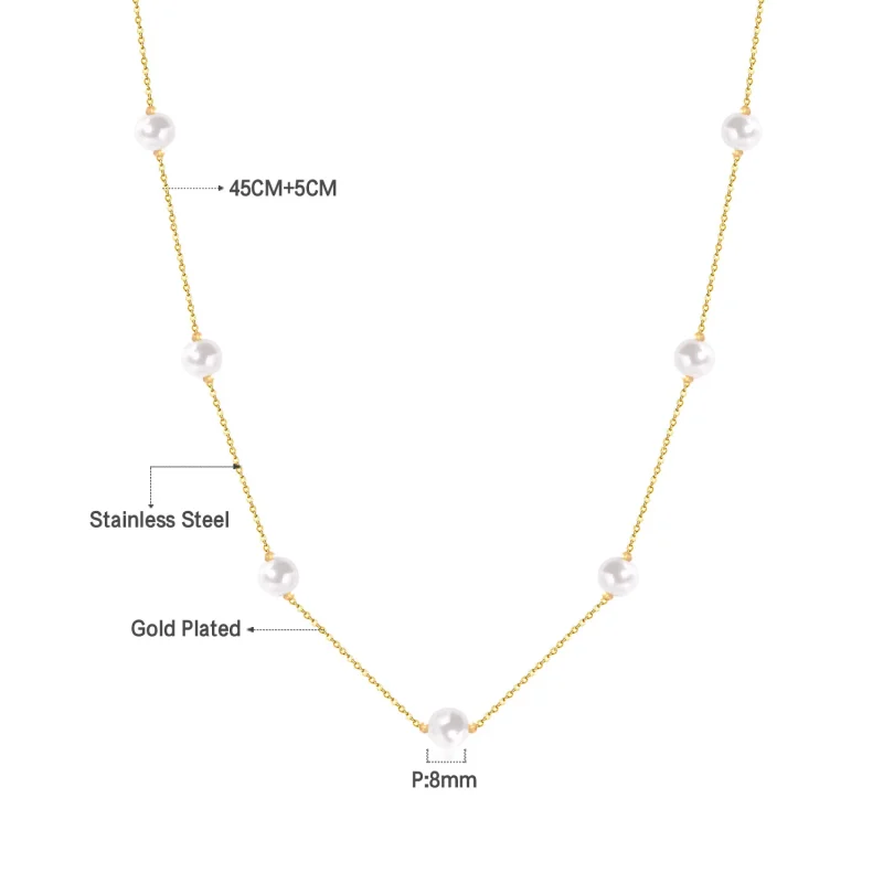 LUXUSTEEL Elegant Natural Pearls Pendant For Women Stainless Steel Imitaiton Pearl Female Necklace Chain Choker Jewelry Gift - Image 16